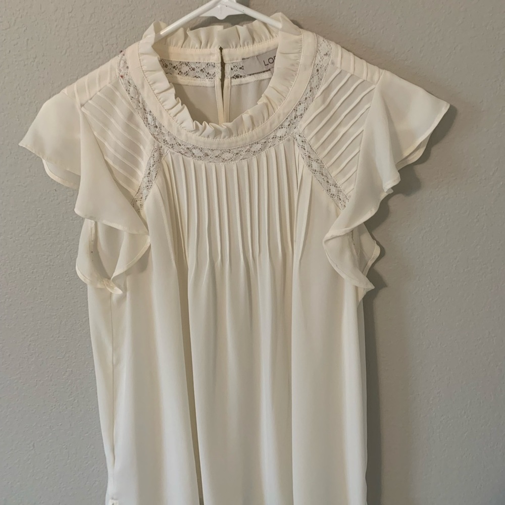Loft flutter sleeve blouse. Ivory - small